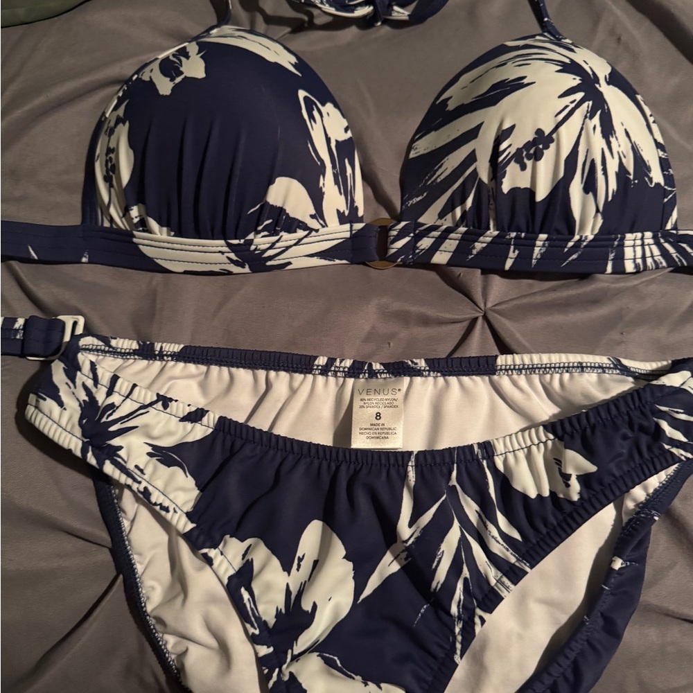 Blue and White Bikini Swimwear